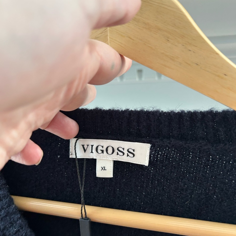 Vigoss Dark Blue Horse Pattern Cardigan novelty print navy blue XL nwt - Picture 4 of 5
